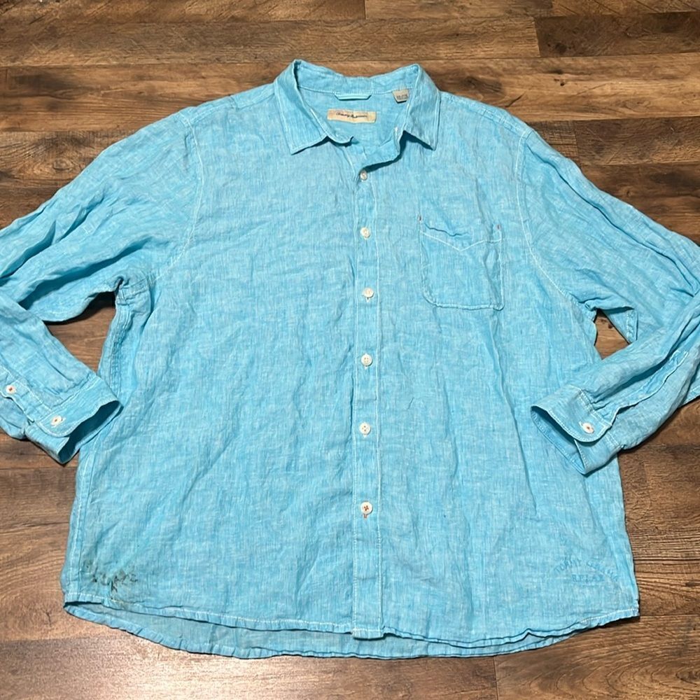 Tommy Bahama linen long sleeve button down shirt size XXL
